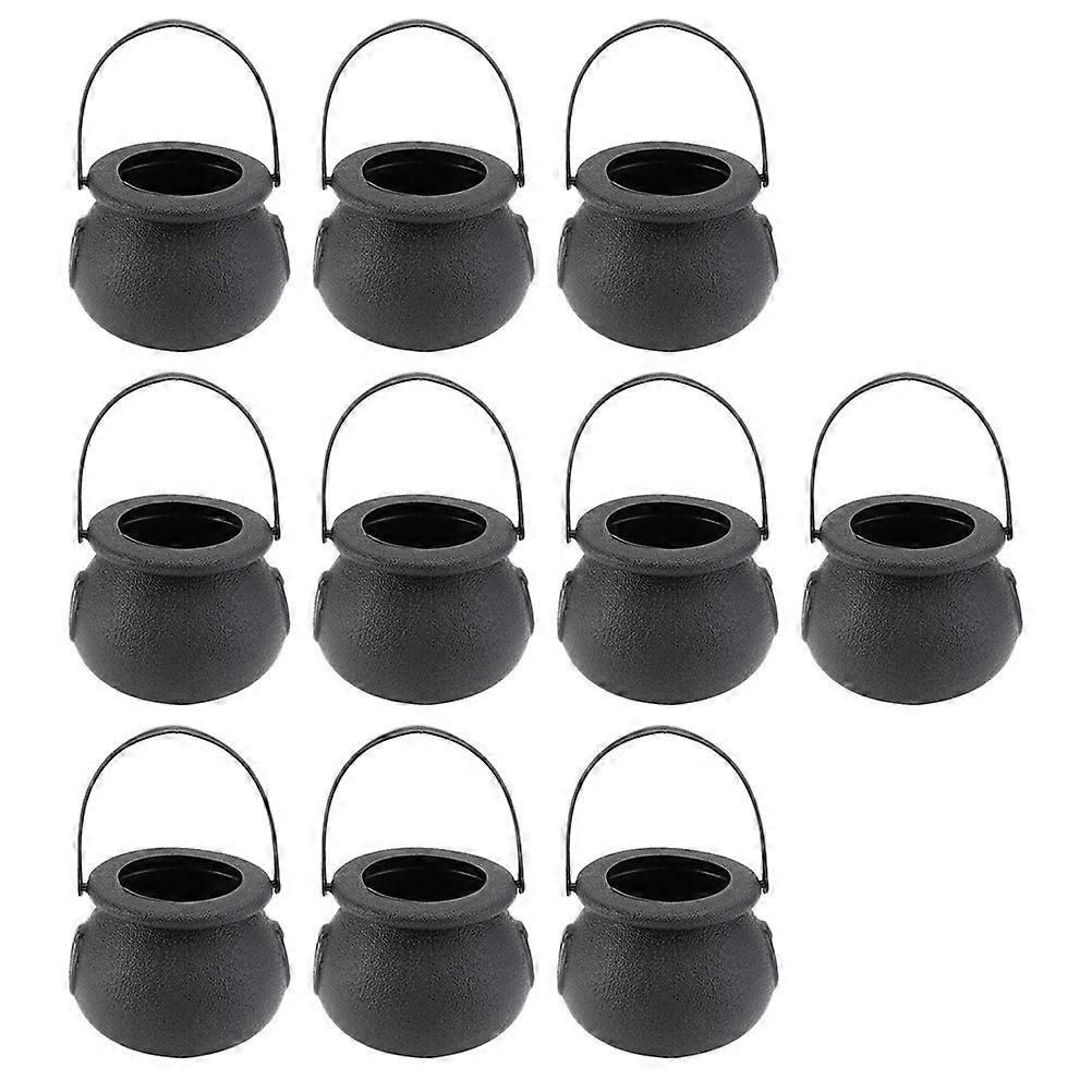 Halloween Candy Buckets Witch Candy Jars for Storage Use 10Pcs Black Plastic