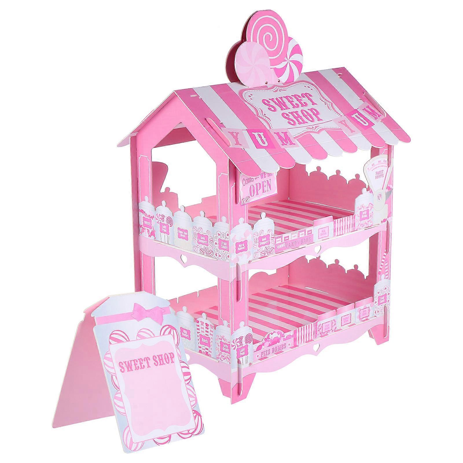 Events Ready Double Layer Cake Display Stand For Desserts In Pink Color Designed For Women And Event Organizers Constructed From Paper 1Pcs