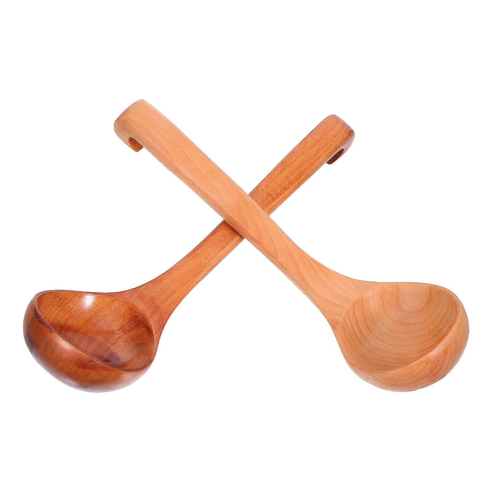 8Pcs Assorted Color Wooden Soup Ladle Long Handle Curved Handle Perfect For Family Gatherings Outdoor Picnics and Hot Pot