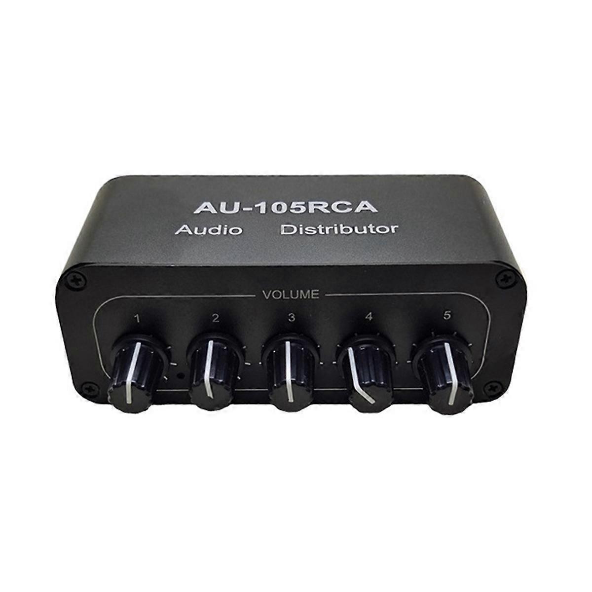 5CH Audio Distributor Stereo Audio Mixer 1 Input 5 Output Audio Splitter for Power Amplifier Active