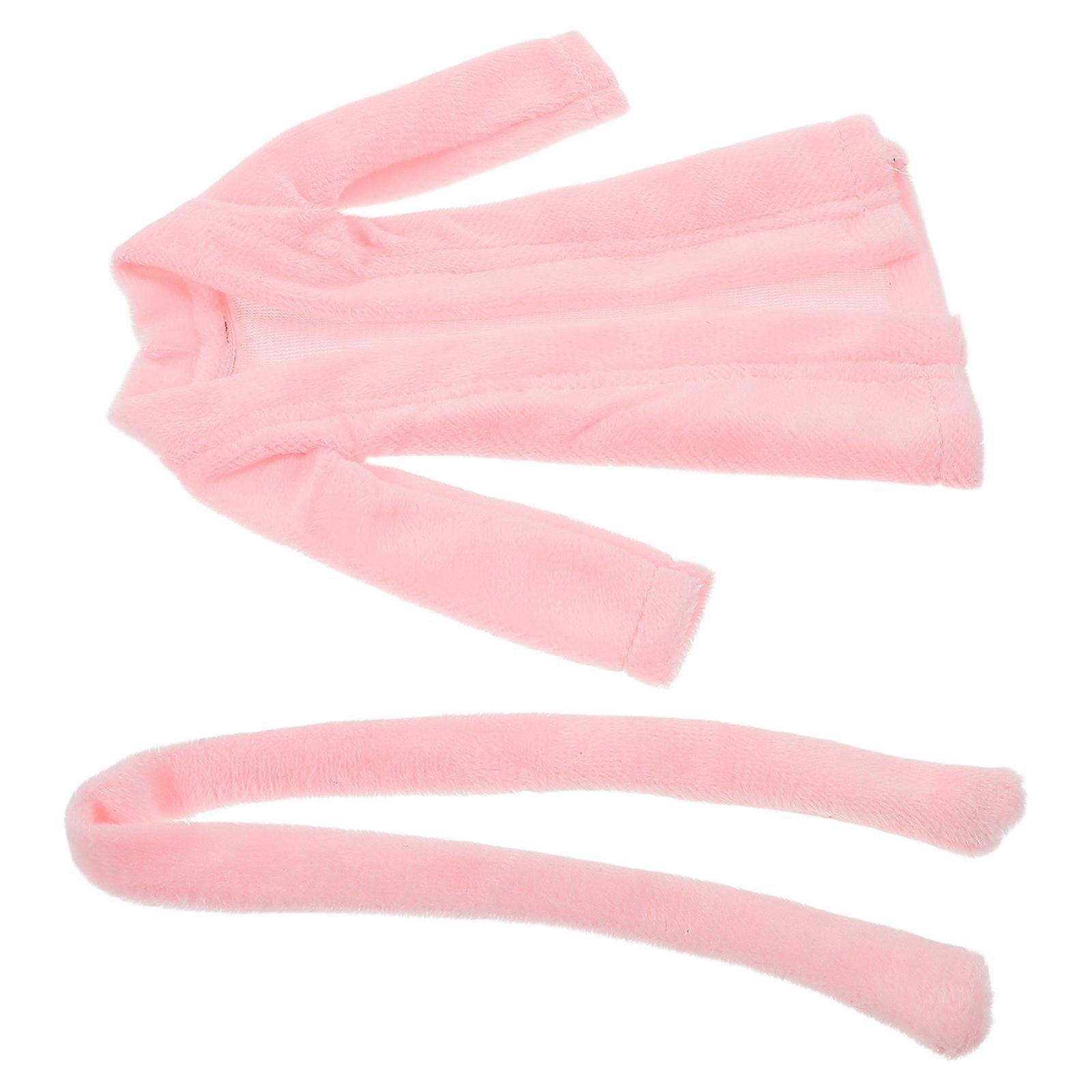 Pink Miniature Dolls Dressing Bathrobe for Dolls Plush Bathrobe Accessory