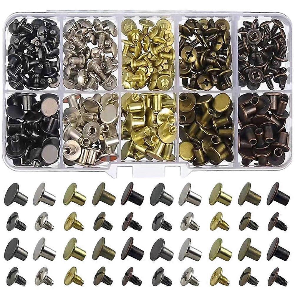 150 Sets Flat Head Buttons Rivets Studs Metal Rivet Buttons for Leather Crafting