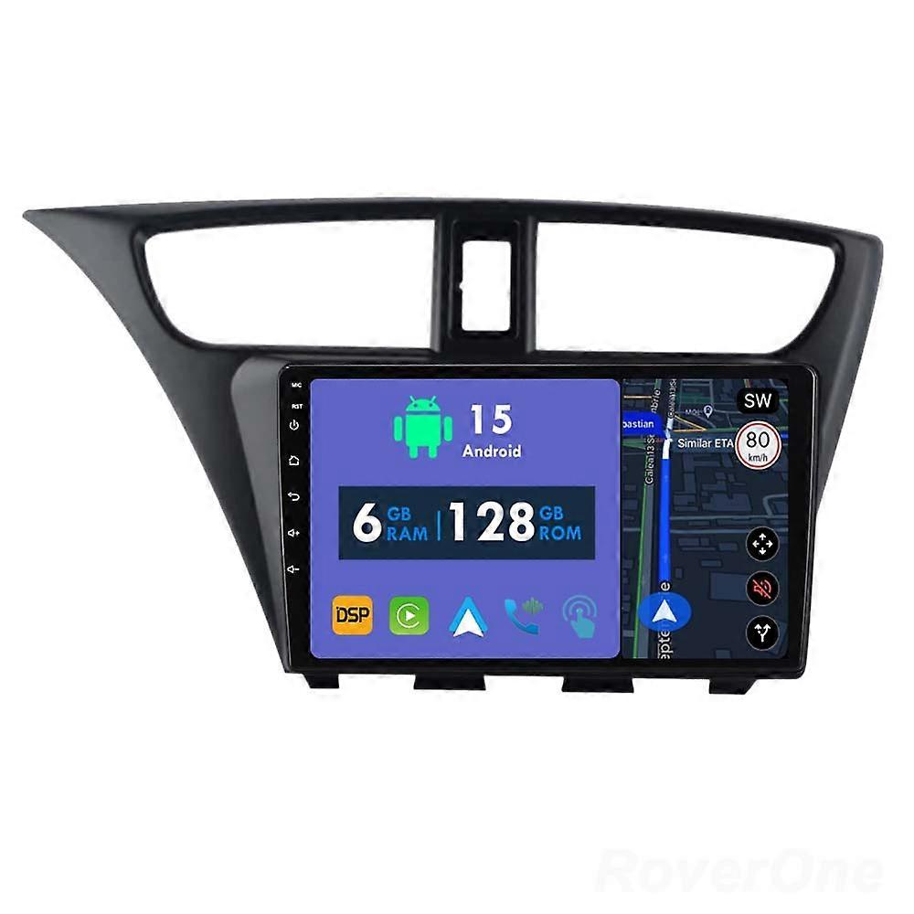 Car Radio 6G+128G CarPlay GPS Navigation Head Unit for Honda Civic Hatchback 2006 - 2012 Android Auto Bluetooth Stereo Touch Screen