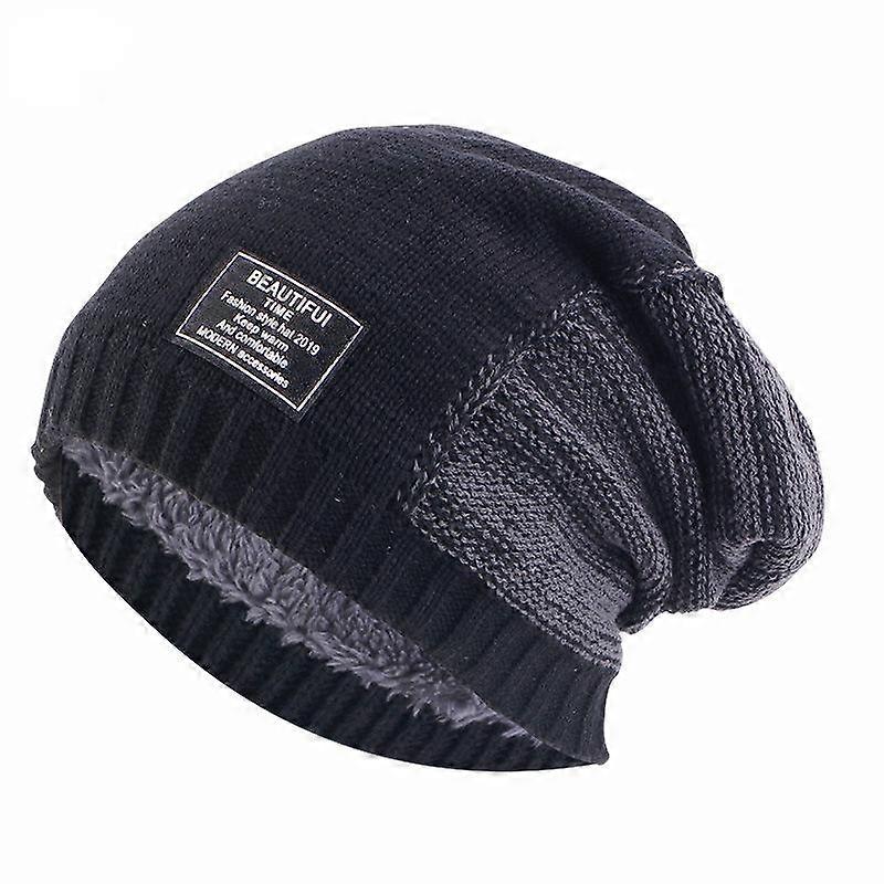 Winter Keepwarm Unisex Dual Color Knitted Velvet Inner Lining Skullcap