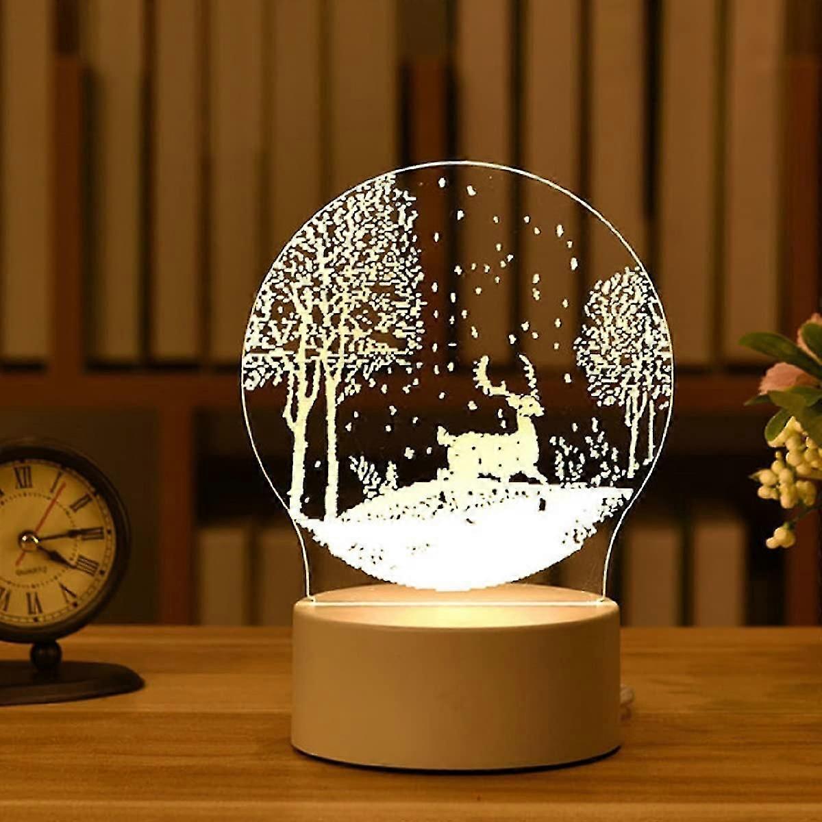 Usb Powered 3d Desk Glowing Led Christmas Tree (snow Deer)