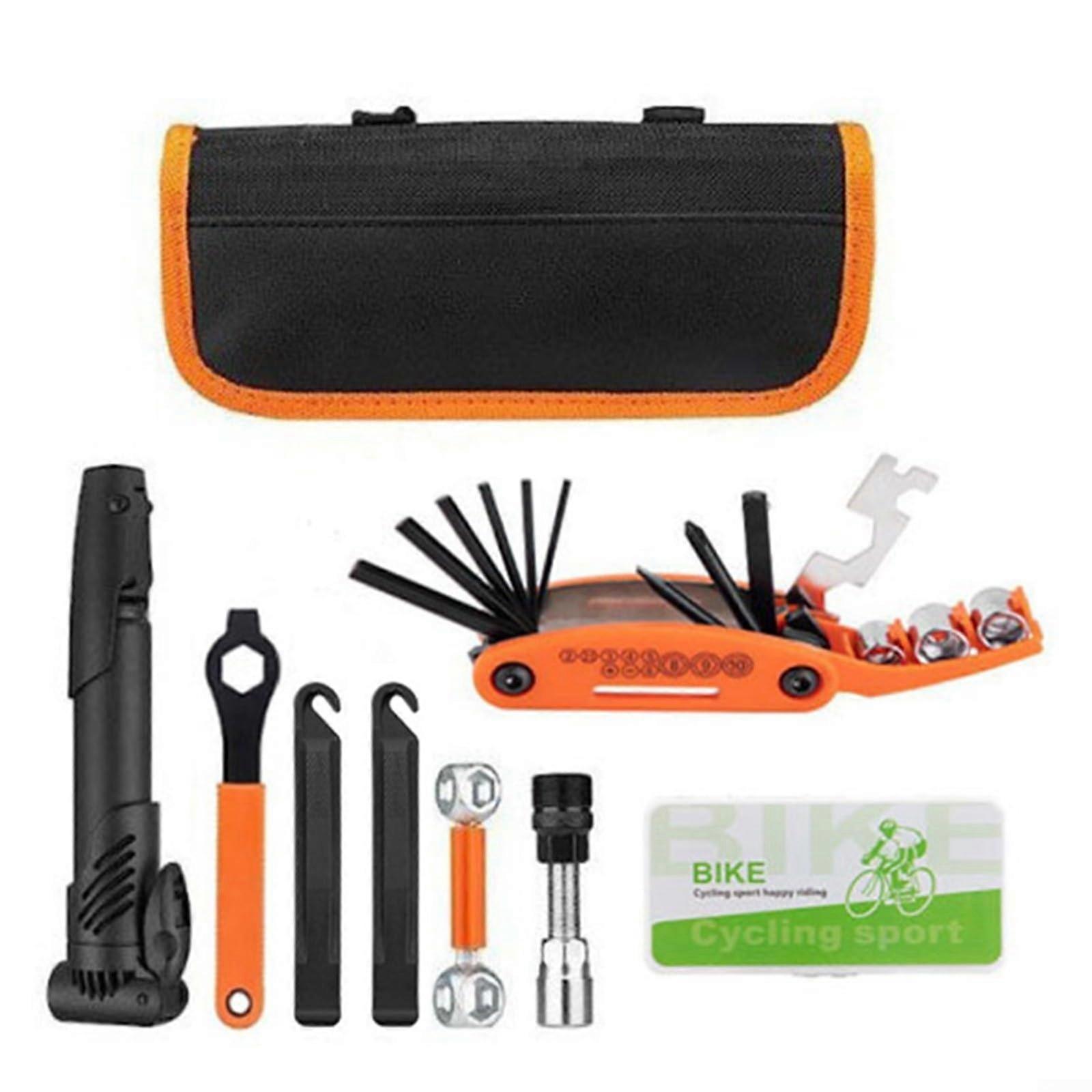 Portable Bicycle  Tool Kit With Pump And Wrench Set For Cycling Maintenance Compact Multi Function Alloy Accessories Model 25020