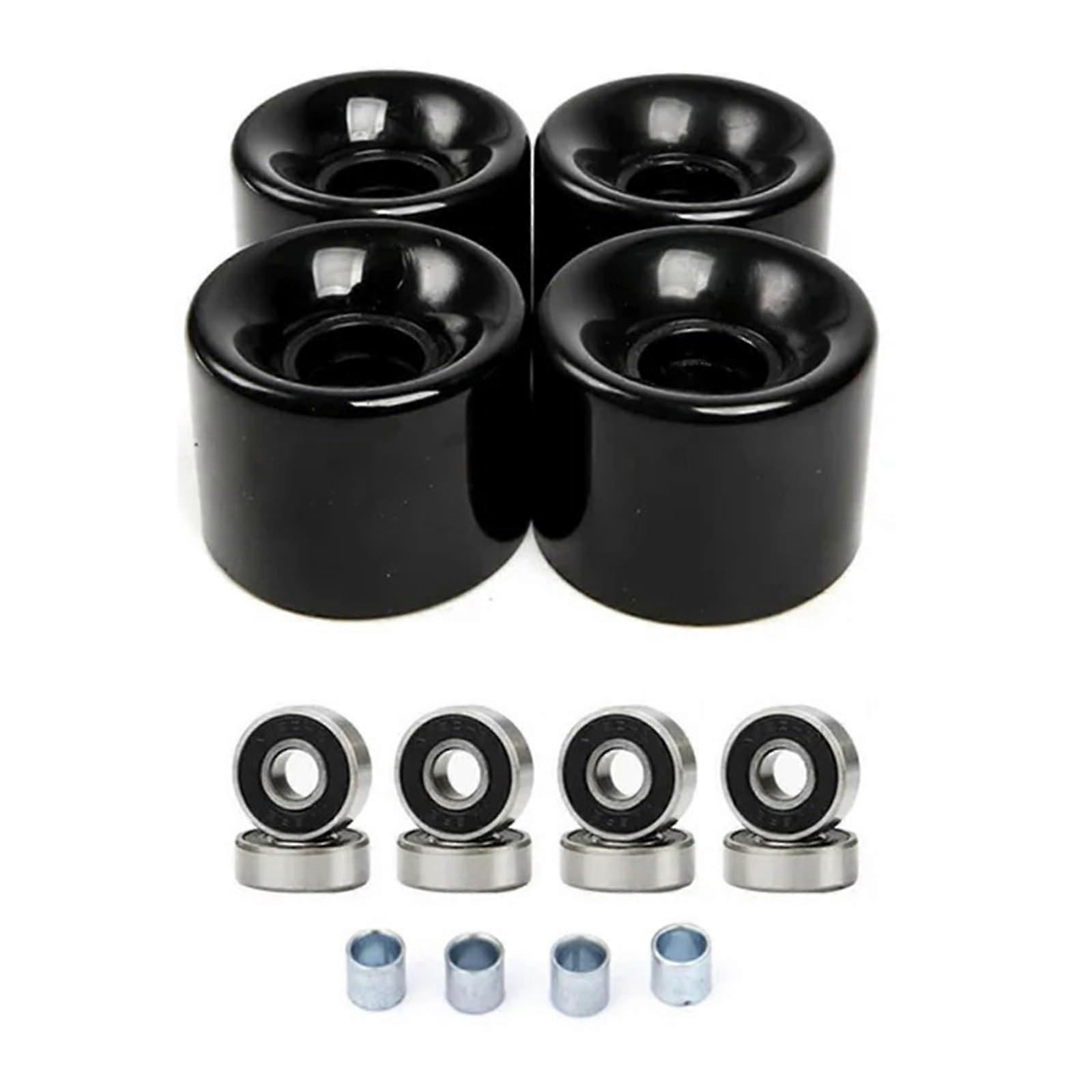 4Pcs 60x45mm 78A Skateboard Wheels Set With ABEC 9 Bearings And Spacers Black Compatible With Better Performance