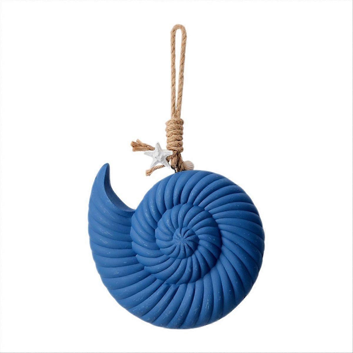 Mediterranean Wall Decor Pendant Wood Shell Dark Blue