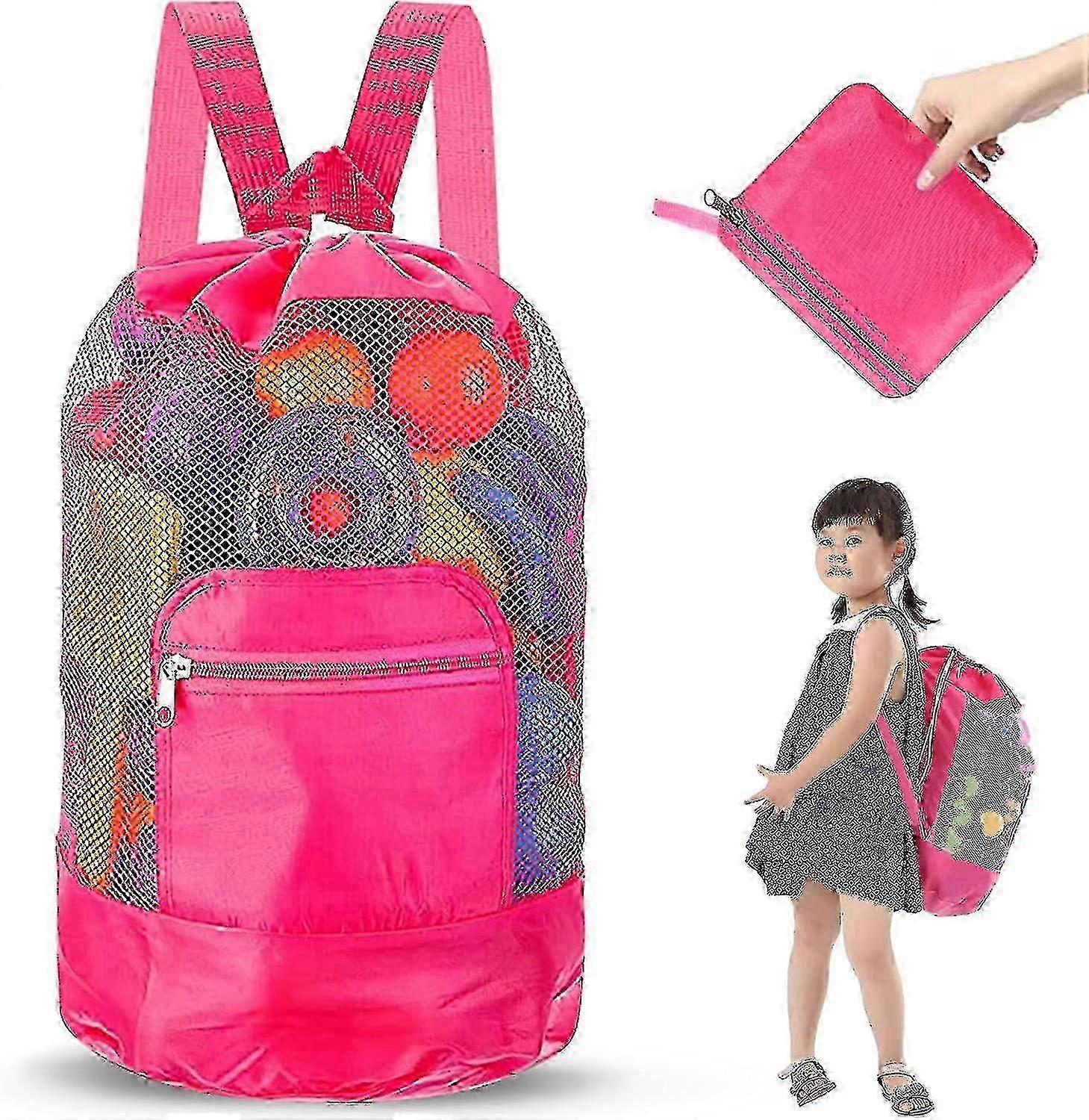 Beach Toy Bag, Large Mesh Beach Bag, Foldable Reusable Mesh Beach Toy Bag, Beach Toy Storage Bag For Kids Toys