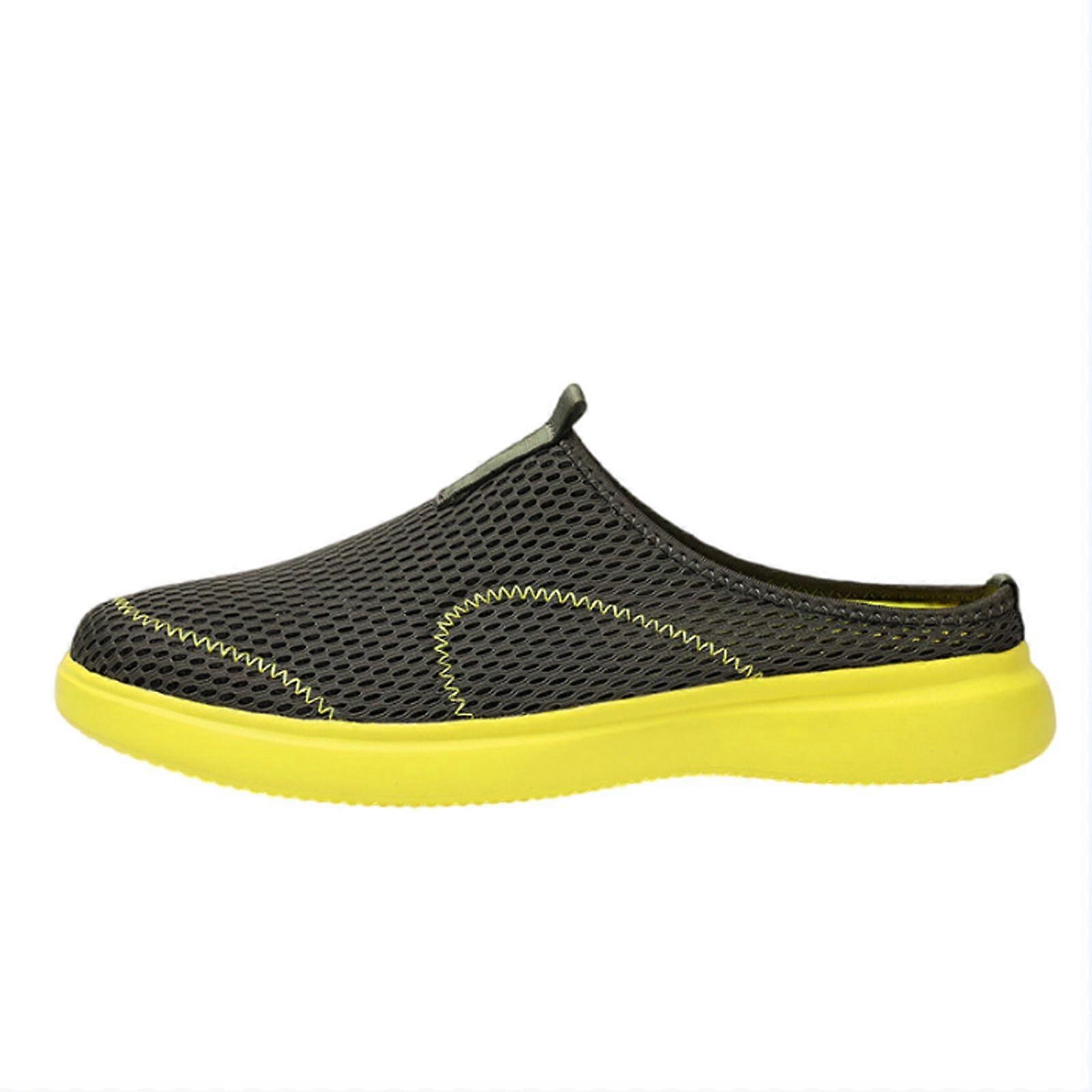 Men'S Slip On Mule Sneakers Open Back Breathable Mesh Non Slip Casual Walking Green EU 39