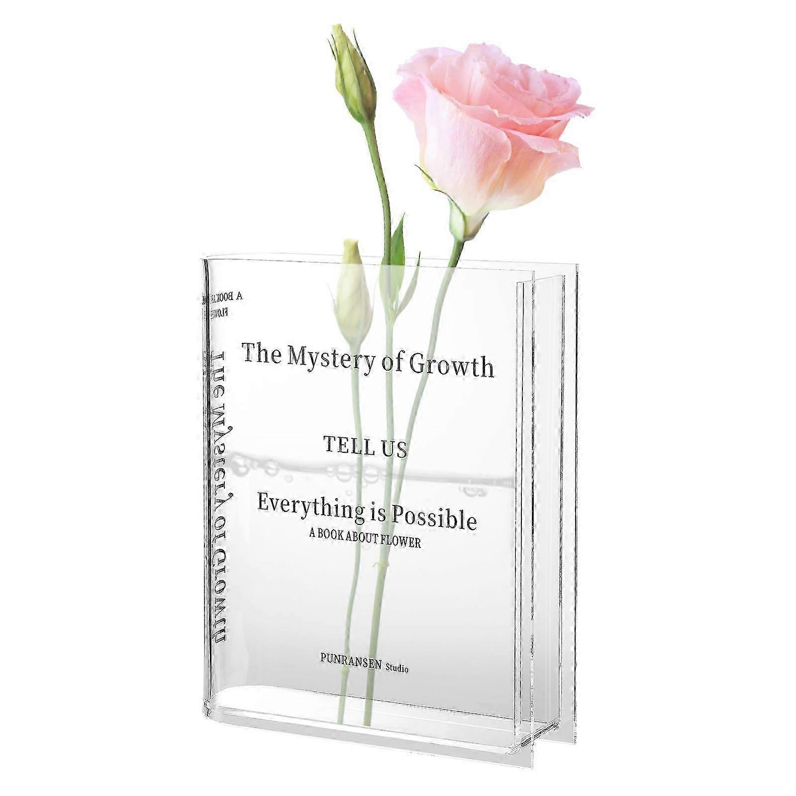 Elegant Acrylic Book Vase, Transparent Design Multipurpose Container for Creative Home Decor