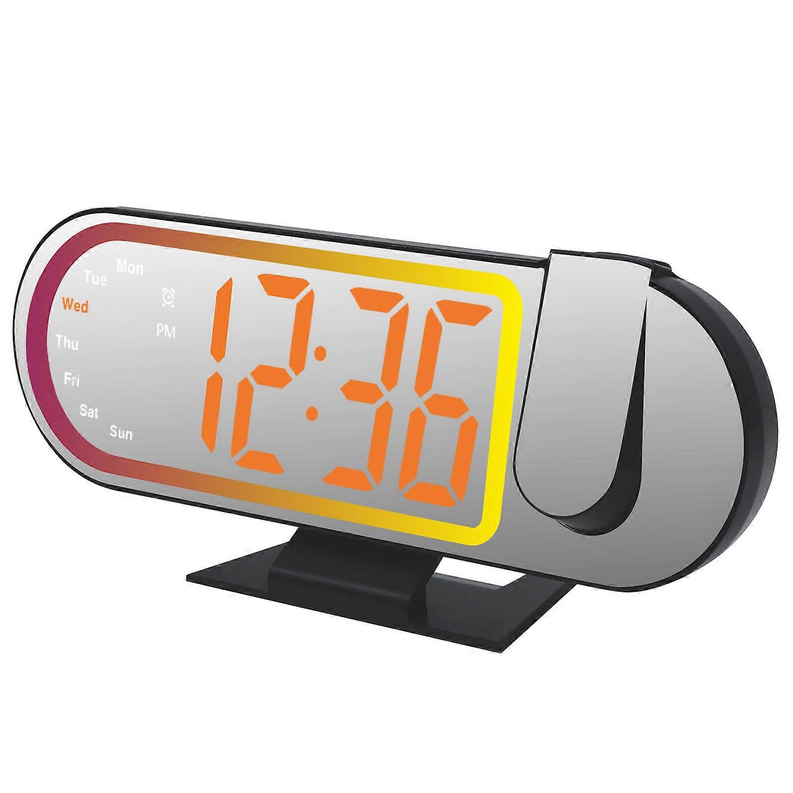 Advanced Alarm Clock With Temperature Transducer Night Slide Modifiable Surrounding Light For Nearby Table  black orange
