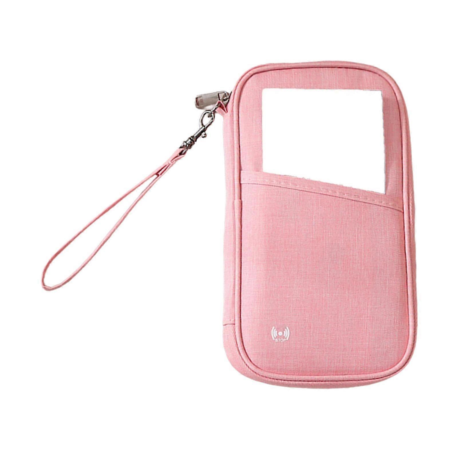 Streamlined Passport Protector With Card Slots And Blocking Passport Wallet Construction For Airport Security  Pink