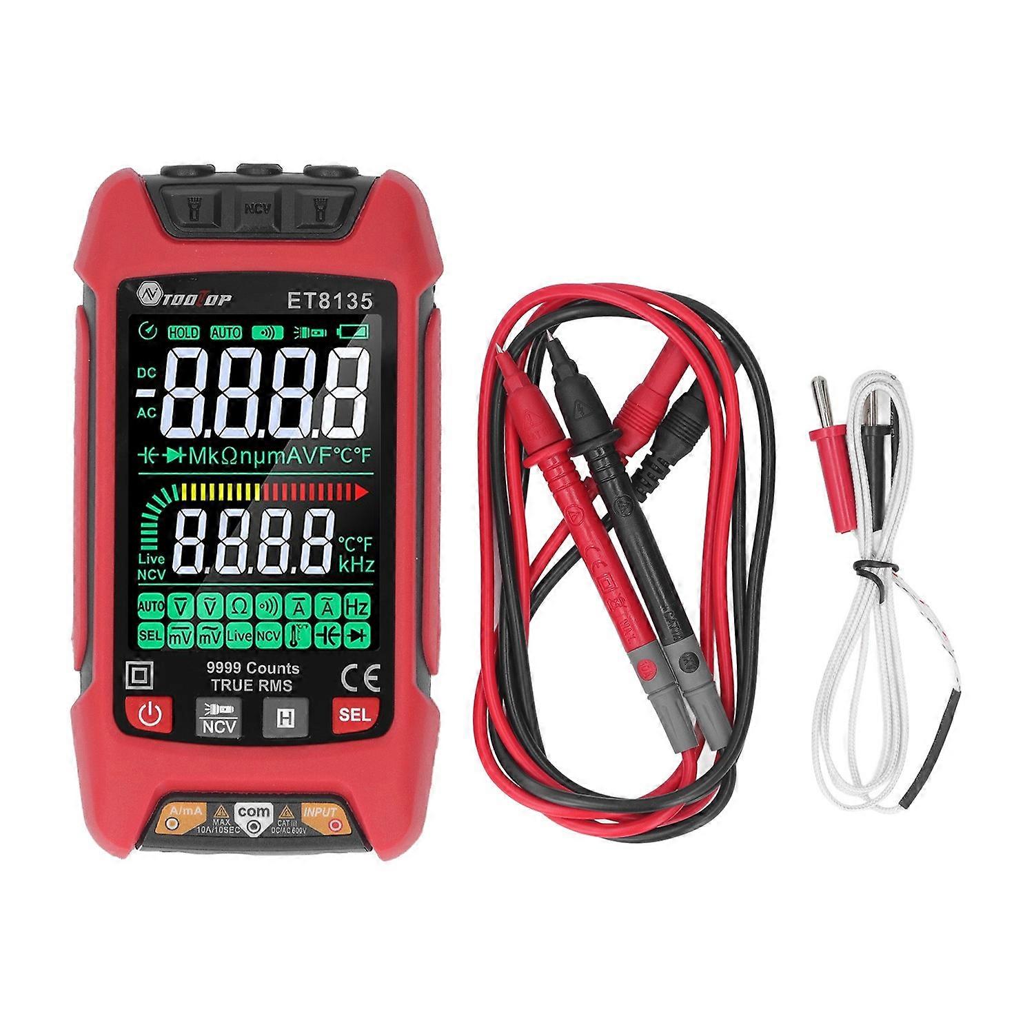 Digital Multimeter Tester 9999 Counts Color Screen AC DC Current Voltage Resistance Meter with Backl