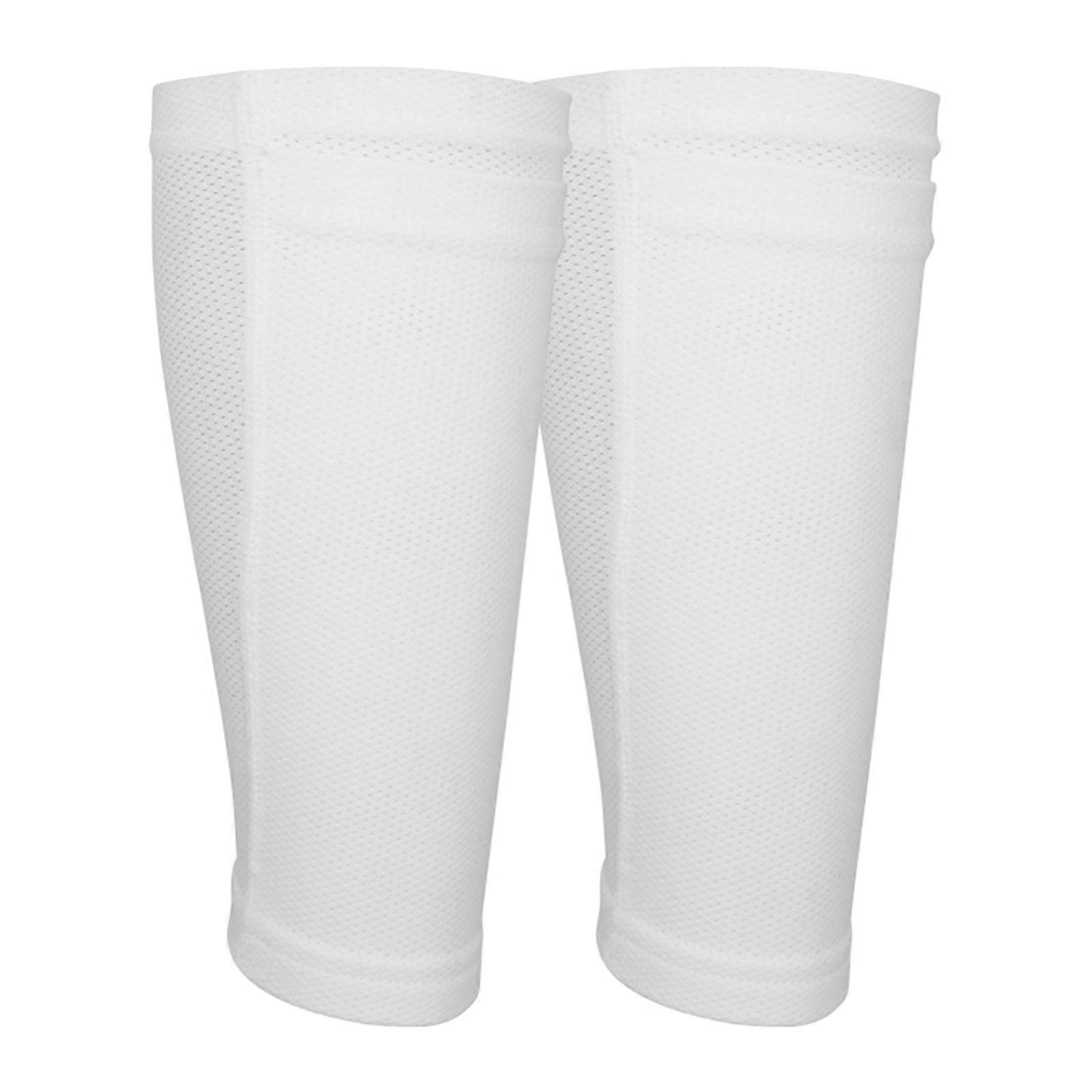 すねパッドスリーブふくらはぎ保護スリーブすねガードソックスすねガードスリーブ子供のためのティーン大人のランニングサッカーゲームホワイトS