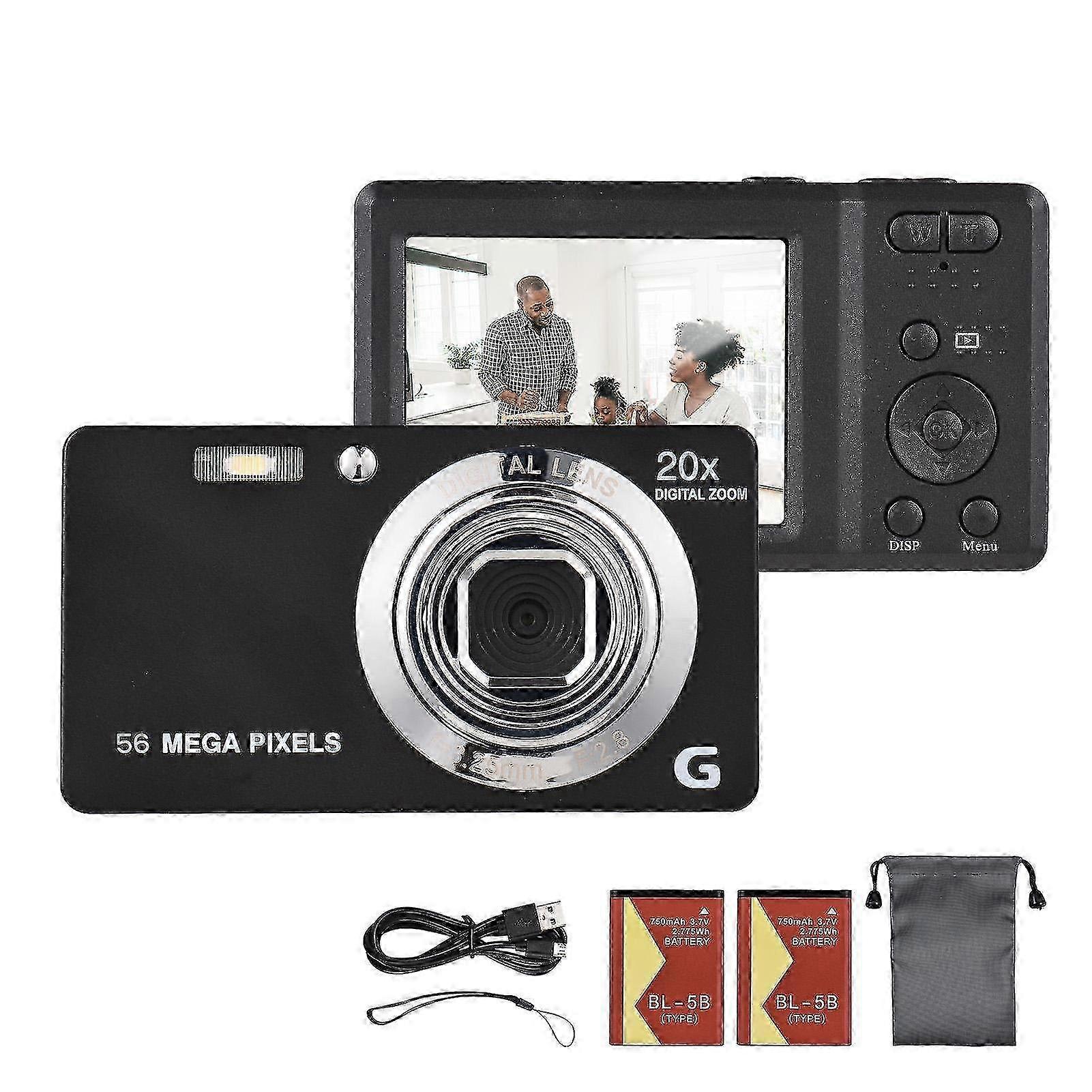 w 2.7-inch TFT Portable Digital Camera 56MP 4K Ultra HD 20X Zoom Auto Focus Self-Timer Face Detection