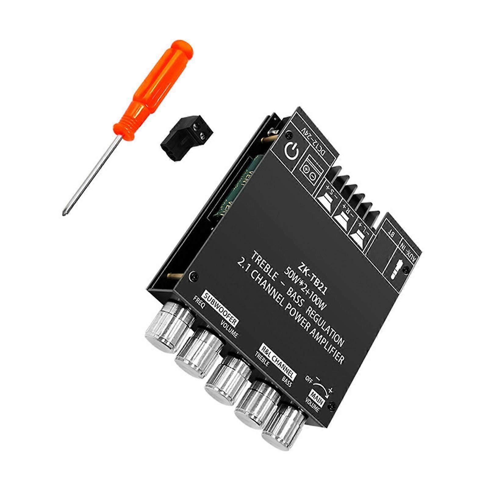 ZK-TB21 Bluetooth-compatible Digital Power Amplifier Board Sound Amplifier Board 50Wx2+100W 2.1 Channel Electronic Multicolor