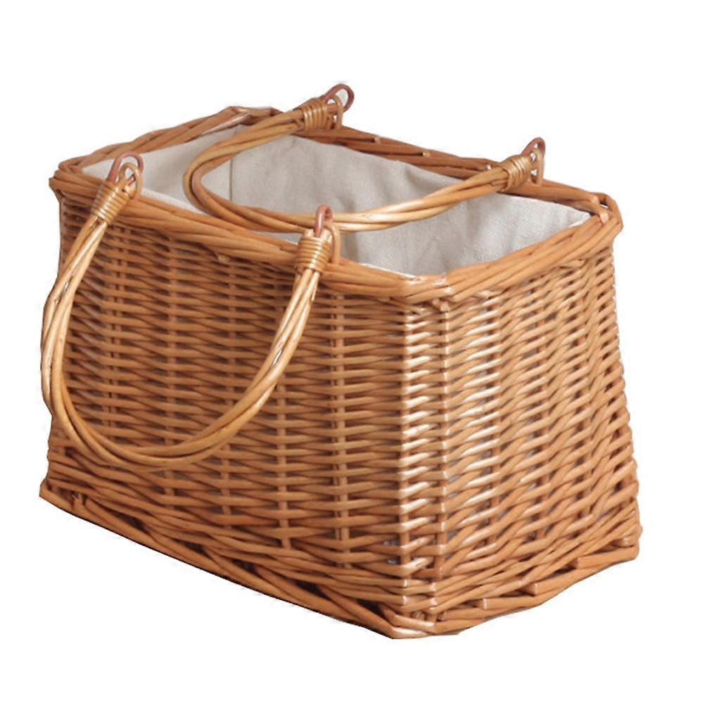1PC Wicker Handheld Storage Basket Desktop Wicker Portable Wicker Basket