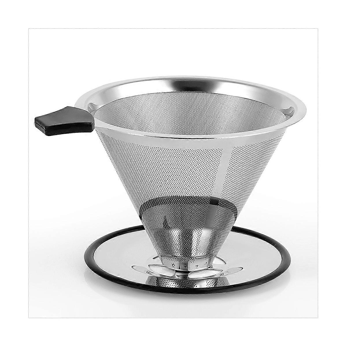 Stainless Steel Cone Coffee Dripper, Slow Drip Coffee Filter, Paperless and Reusable, Ultra Fine Micromesh Filter