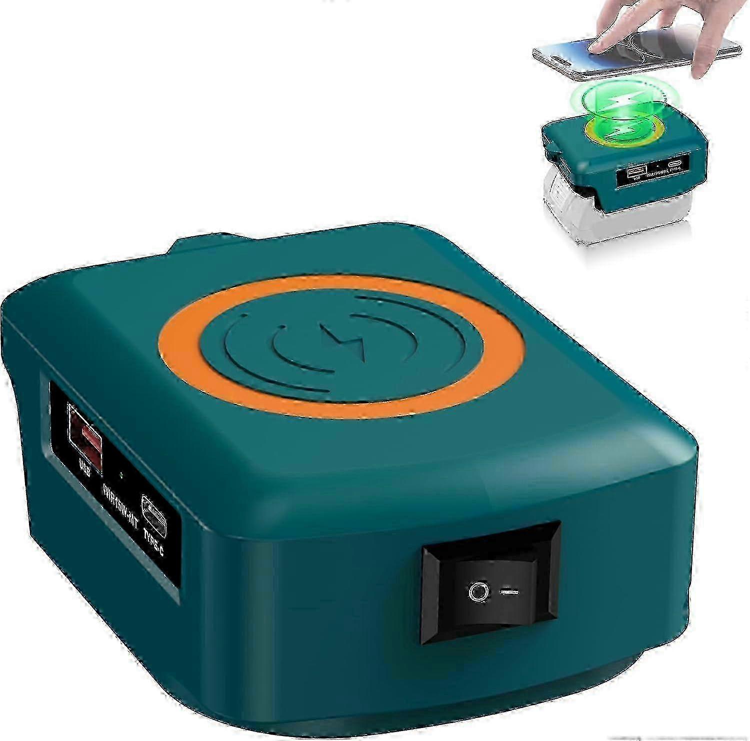 Wireless Portable Charger for Bosch Professional 18V GBA Li-ion Battery, 15W Fast Phone Charger with USB&Type C Output of Smartphones z