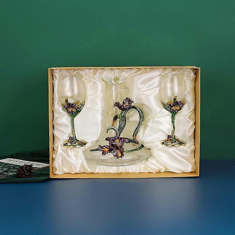 Crystal Wine Decanter Aerator with Glass Carafe Set Lead 1500ml + 2 Cups 350ml