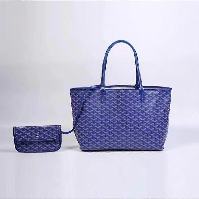 Women's Classic Checkerboard Printed Tote Bag Large Medium Small Capacity Shoulder Bag for Daily Use Travel Klein Blue L