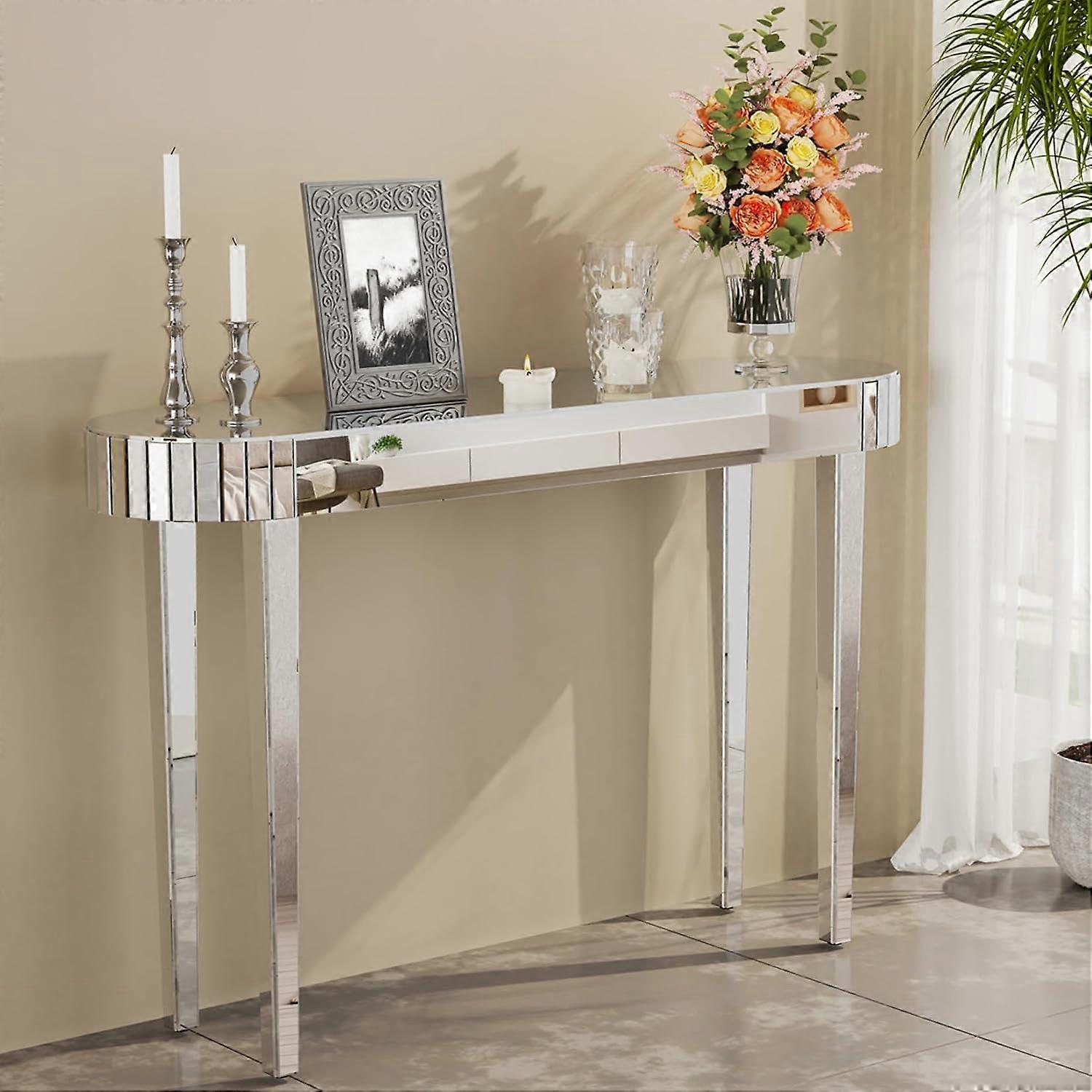 Mirrored Console Table Glam Silver Mirrored Console Entryway Table Living Room