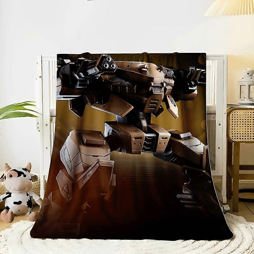 1pc Flannel Blanket with Comfort Power Mech Team Pattern - Soft Warm All-Season Multi-Use Sofa Bed Throw, Machine Washab-AZXCM362