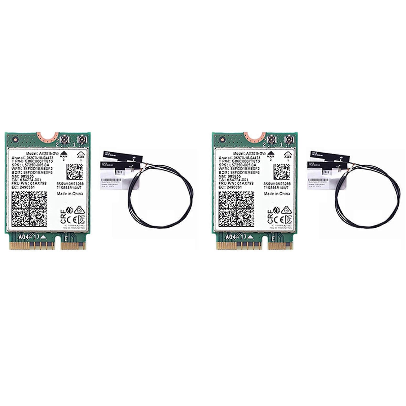2X Wifi Card Ax201 Ngw with Antenna Wifi 6 3000Mbps M.2 Cnvio2 Bluetooth 5.1 Wifi Adapter for Windows10