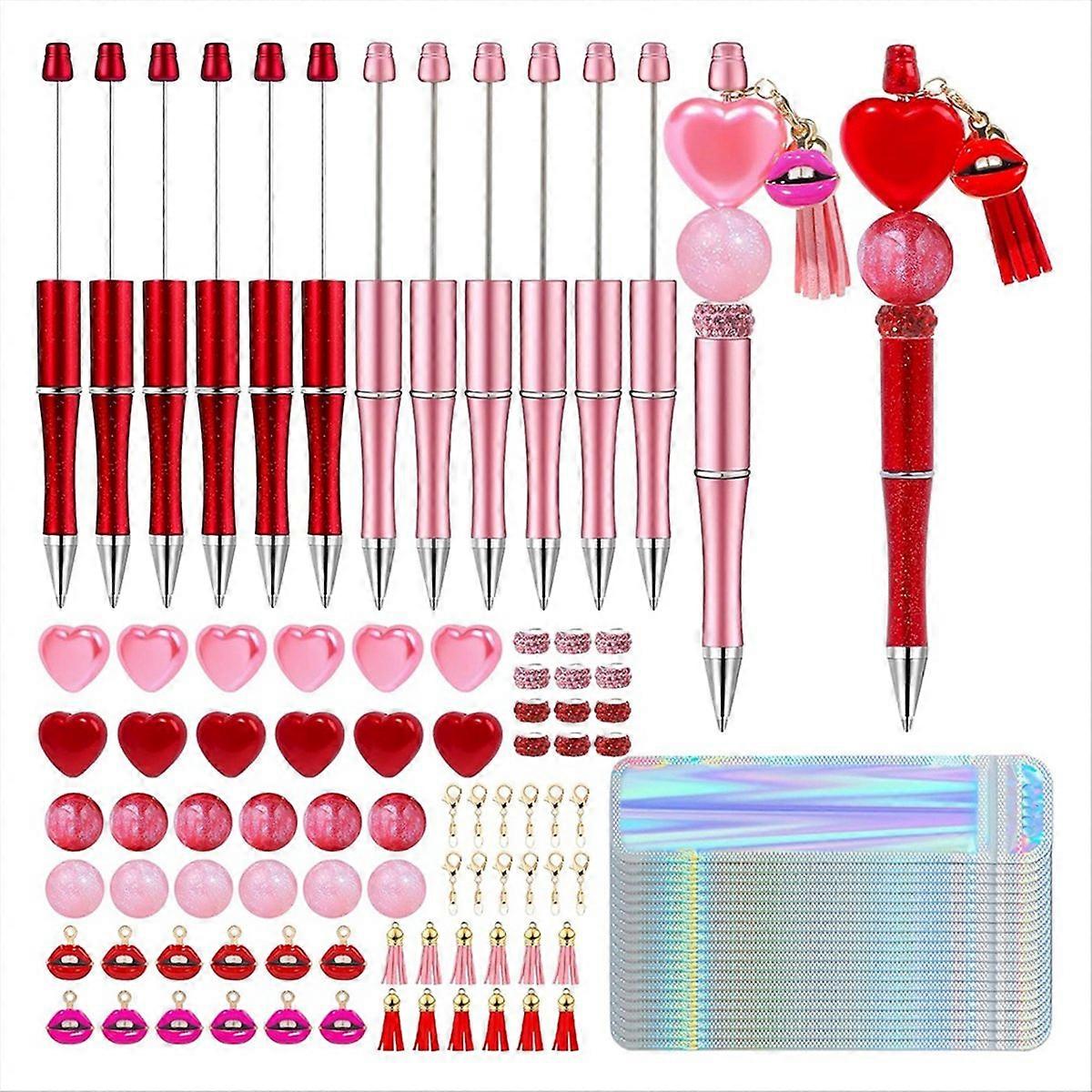 12 Pieces Valentine'S Day Beaded Pens, DIY Pen Making Kit