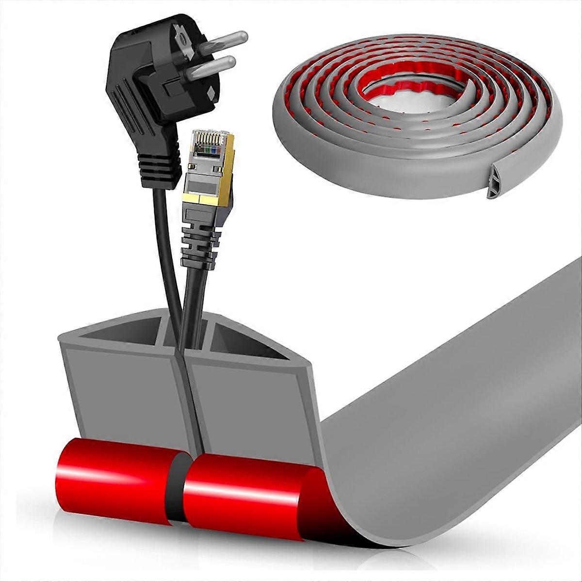 Floor Cord Cover Self Adhesive Cord Hider Power Cord Protector Gray