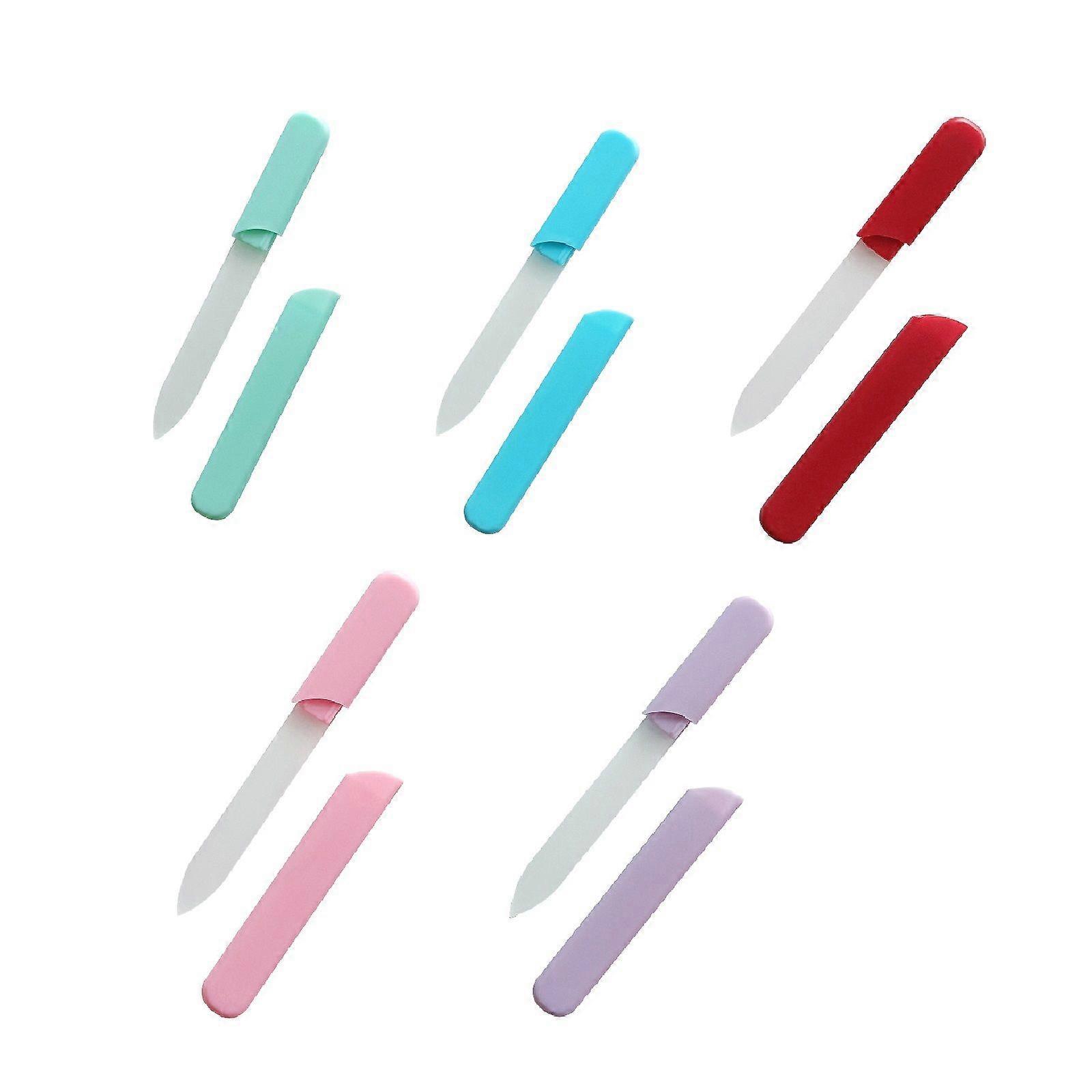 unbrand 5PCS Nail Files: Glass Nail Files for Natural Nails Double-Sided Etched Nail Buffers with Ca