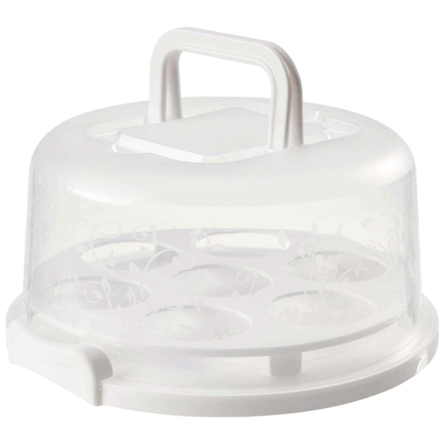 Cake Carrier with Secure Locking Lid and Handle, 10 Inch Round Clear Cake Storage Container