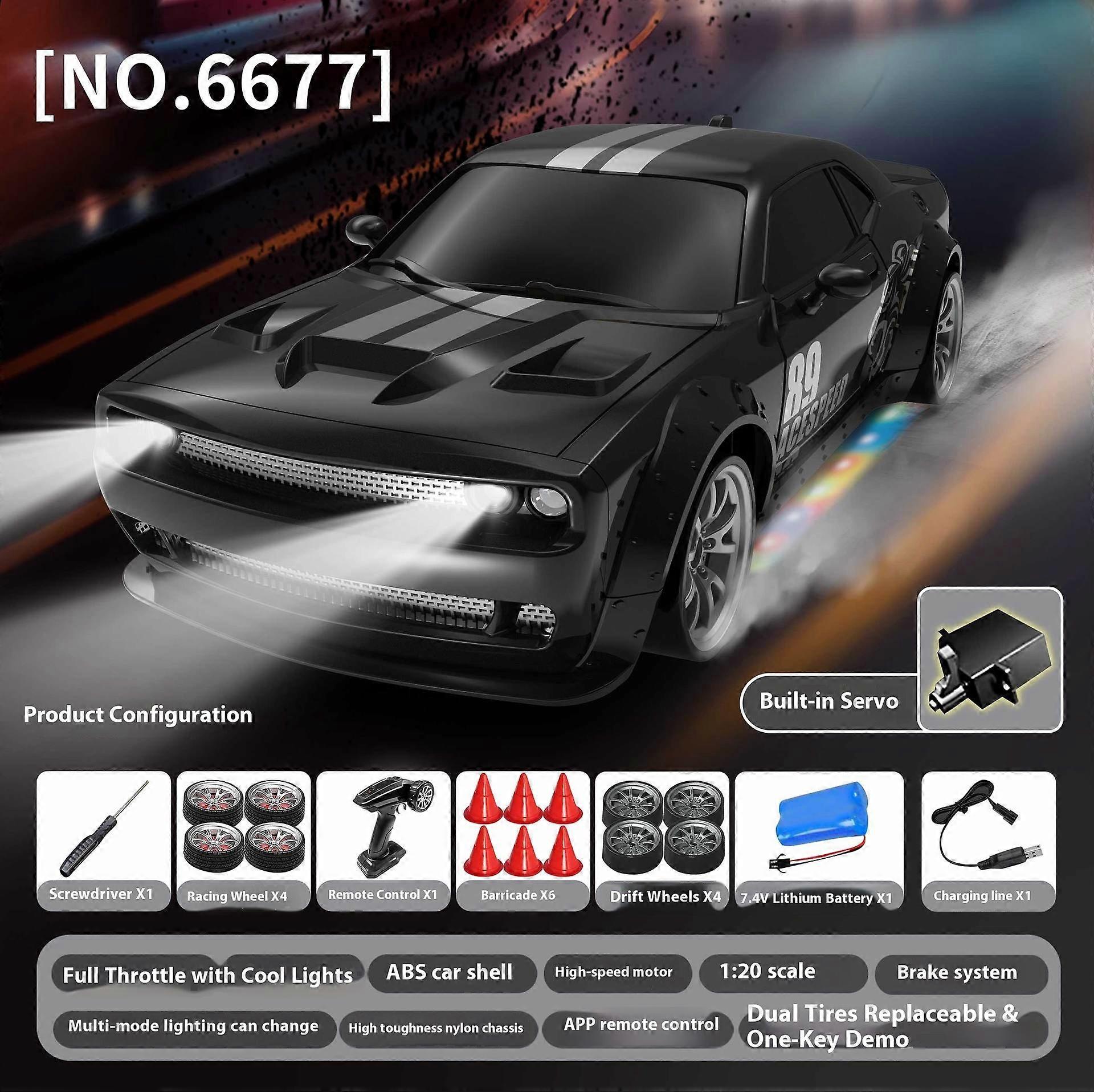 1/20 Full Scale Gyroscope Remote Control Drift Car Four-Wheel Drive Colorful Lighting Car Model App Controls Remote Control Car