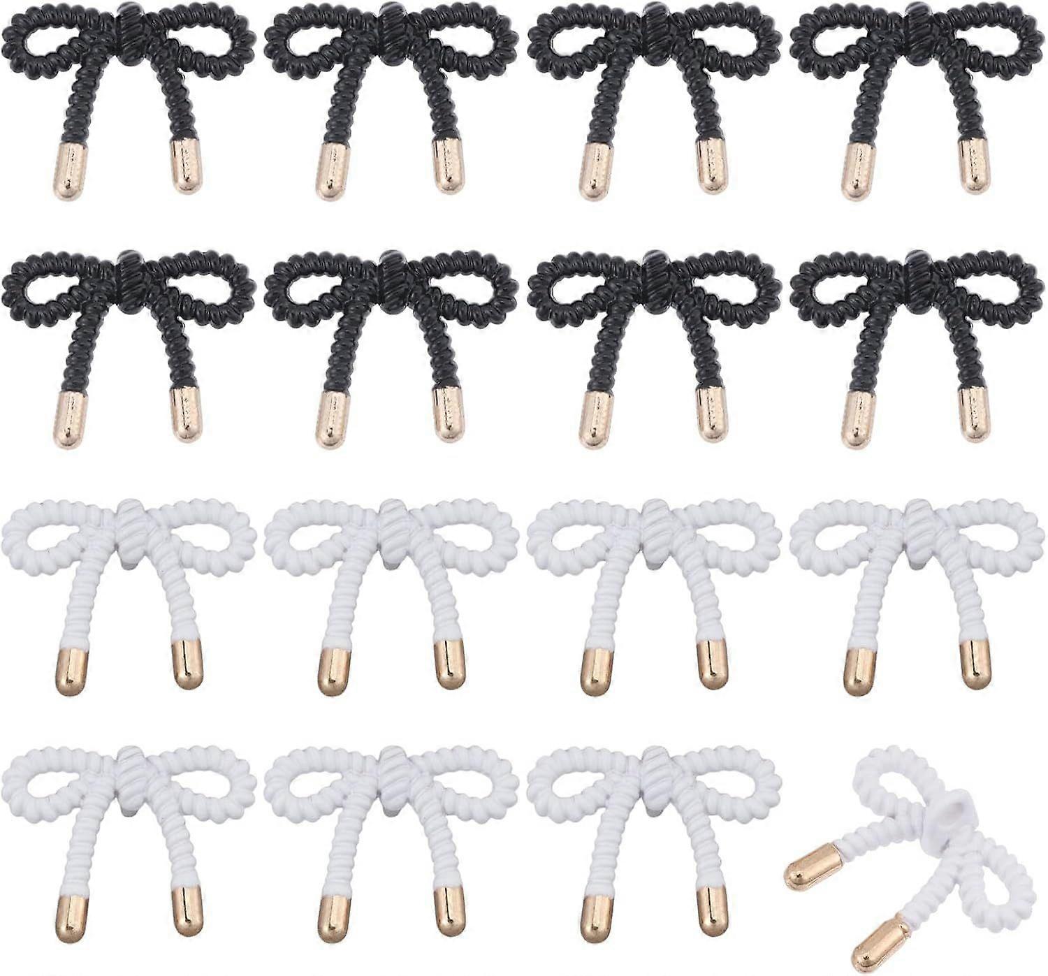 16 Pcs 2 Colors Alloy Button Bowknot Button Shape Buttons Decorative Bowknot Buttons for Suits Blouses Skirts Coat Uniform Jacket Sewing Craft Black a