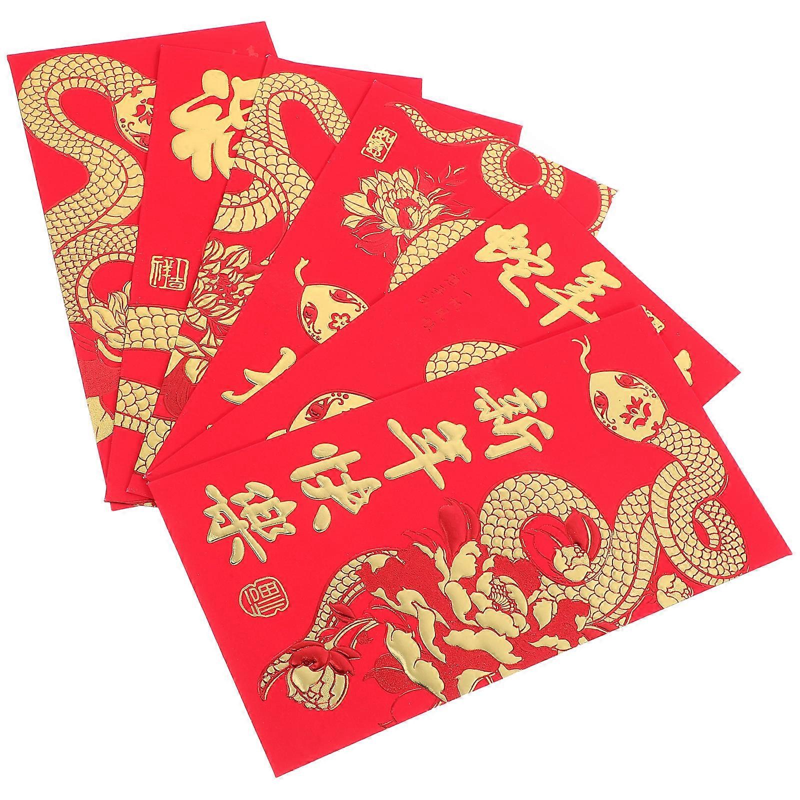 Decorative Snake Year Red Packets Chinese Envelopes for Storage 36Pcs