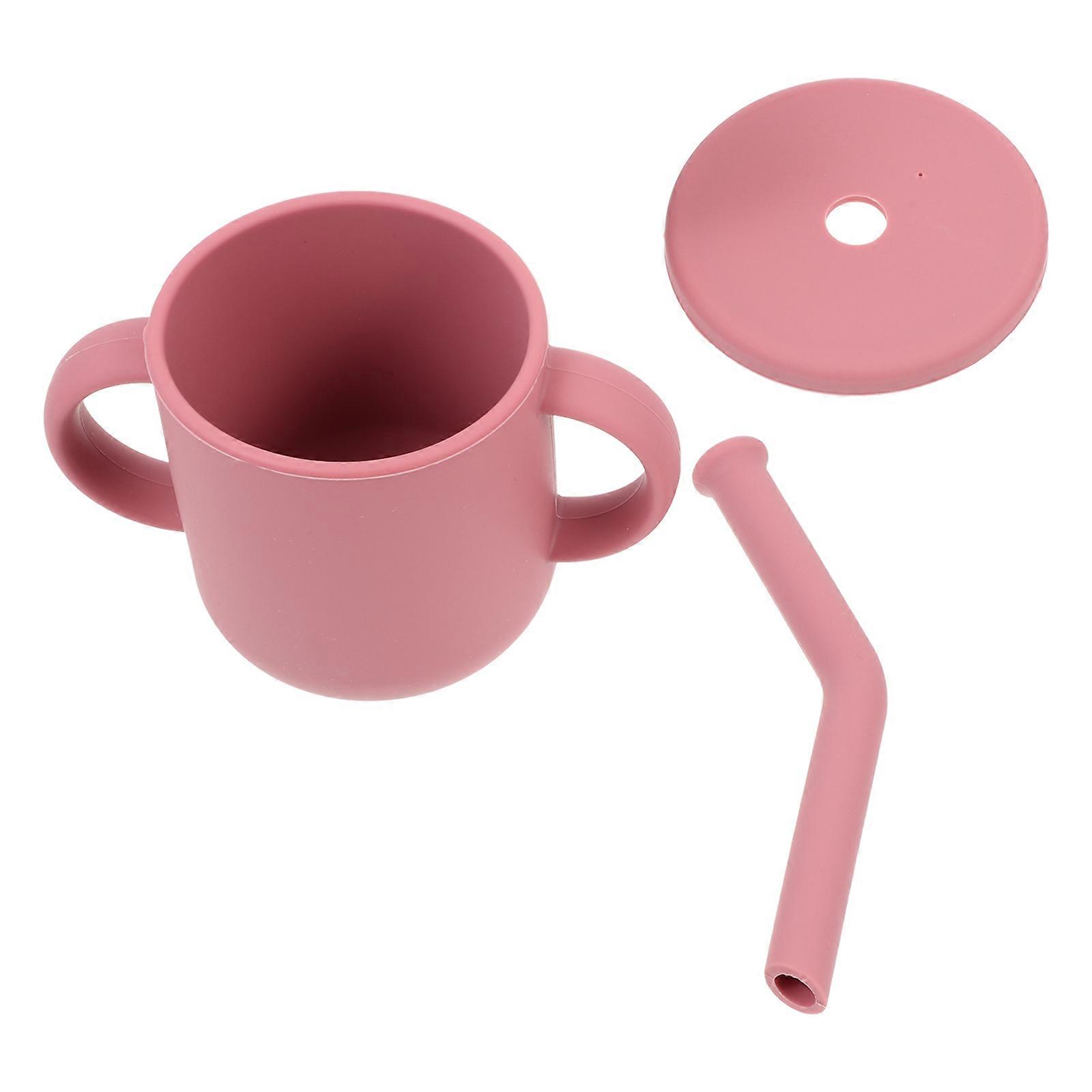 Silicone Training Cup for Infants with Lid Straw 2Sets Pink