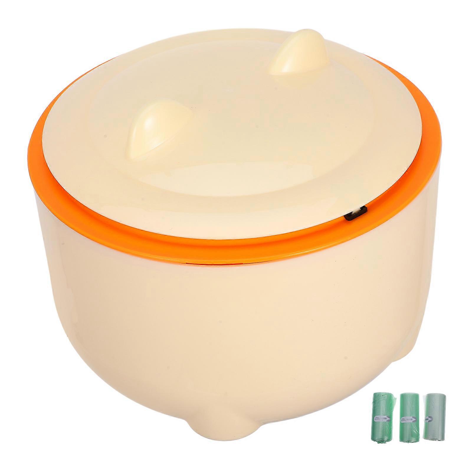 1 Set Sealed Cat Litter Trash Can with Lid 90pcs Bags Pet Waste Container Easy to Maintain Reusable Litter Box Preventing Smell