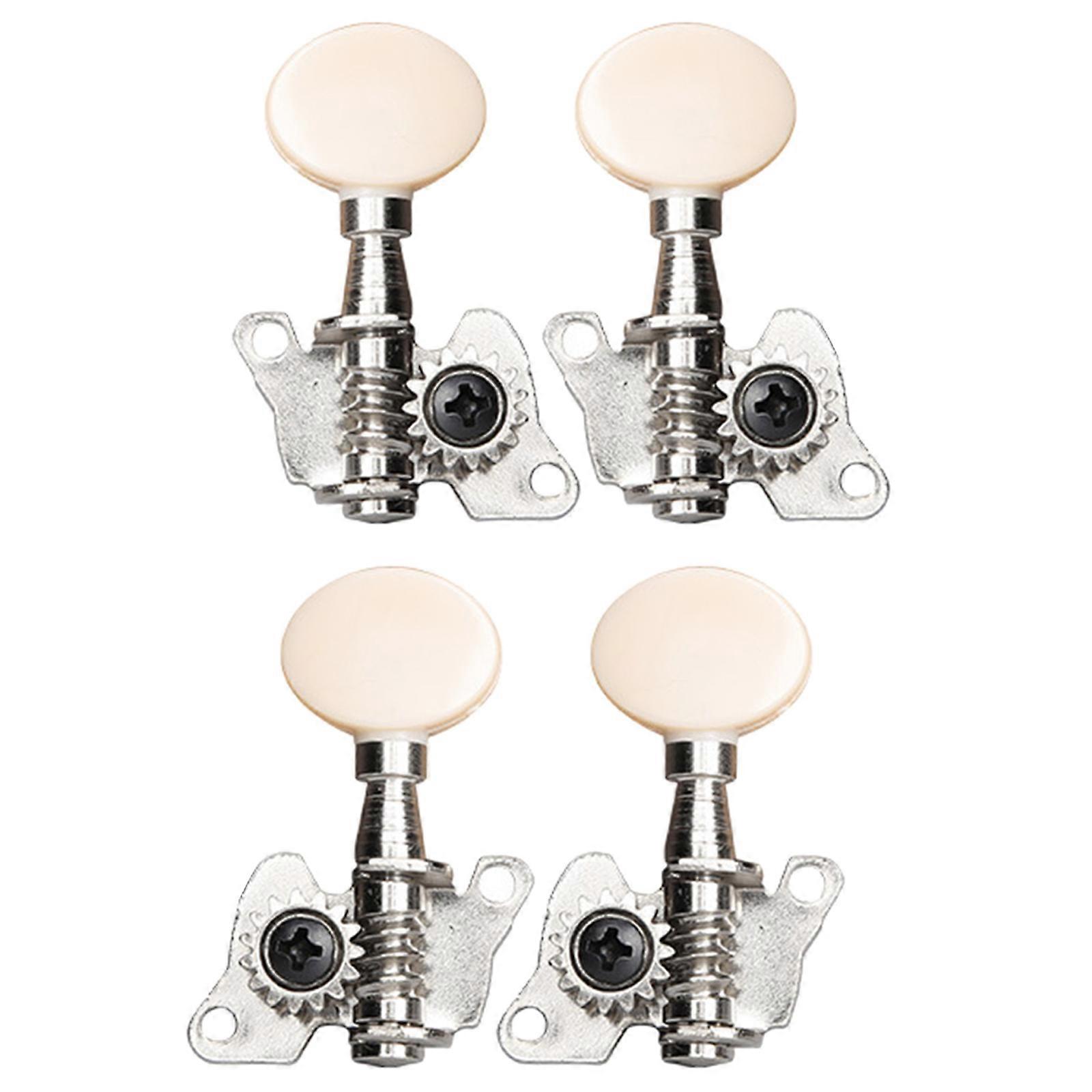 Ukulele Tuning Peg 2L2R Tuners Classical Style Ukulele Opened Machine Heads Knobs Open Gear Tuners with Mounting Screws  white