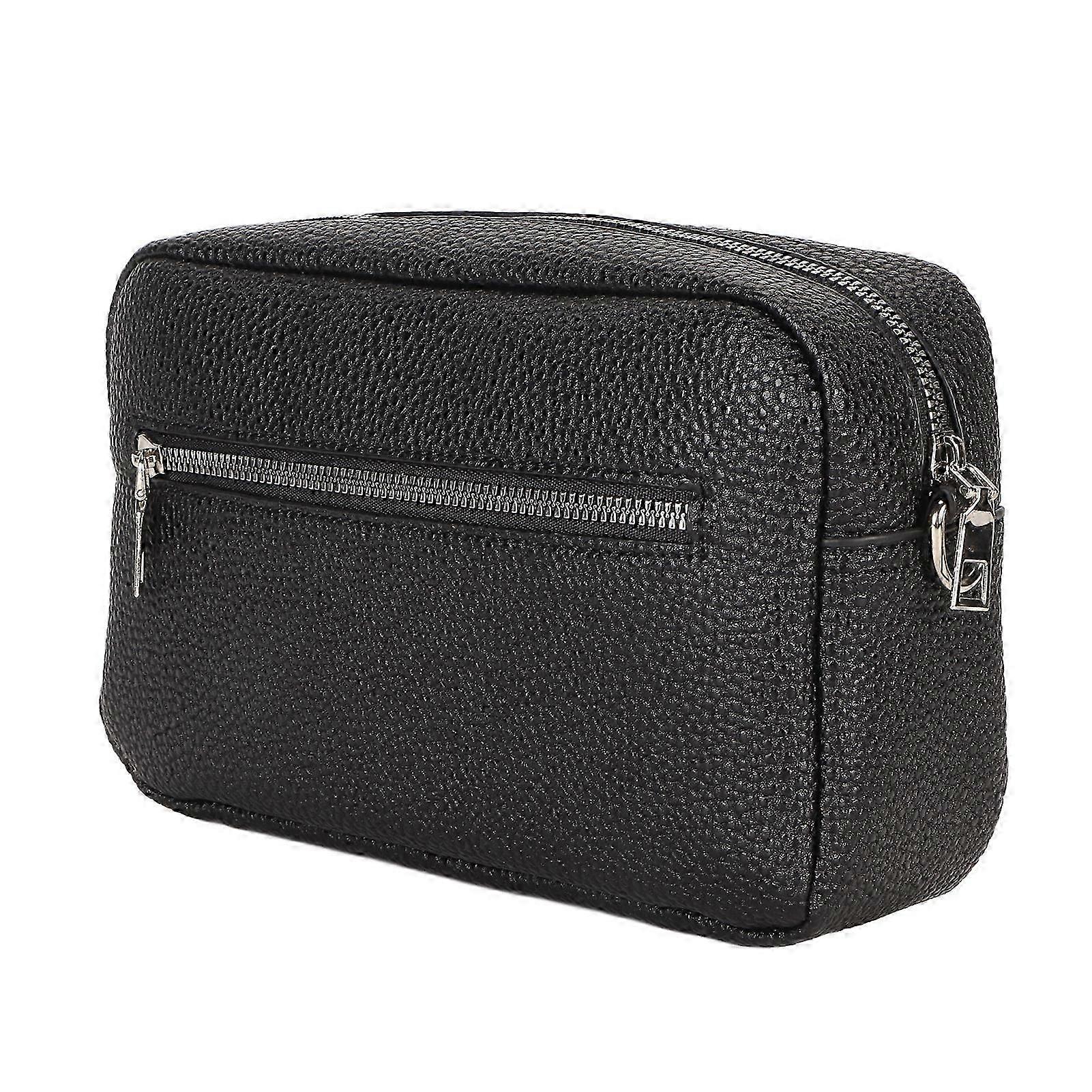 Black PU Leather Messenger Shoulder Bag Large Capacity