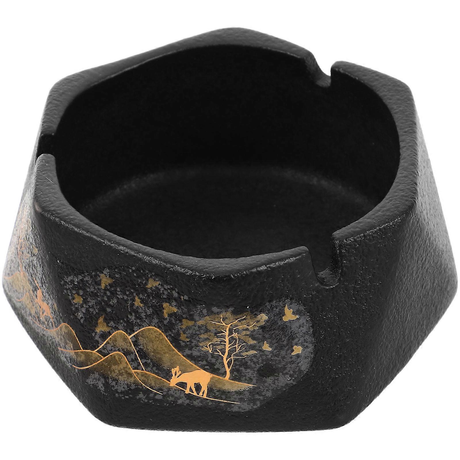 Creative Ceramic Ashtray for Home Use with Wide Slot Design