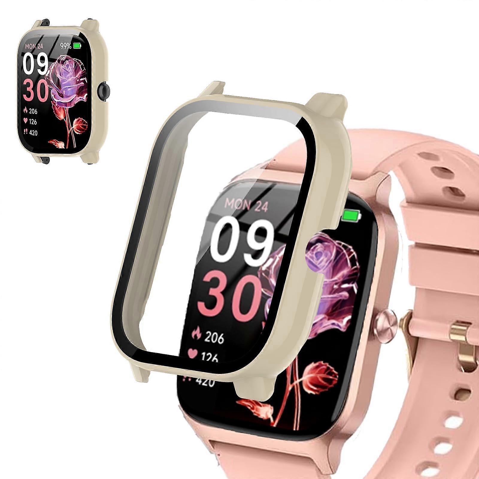 TGW01 1.85 Inch Smartwatch Protective Case with HD Clear Touch Screen Protector Shockproof Bumper White