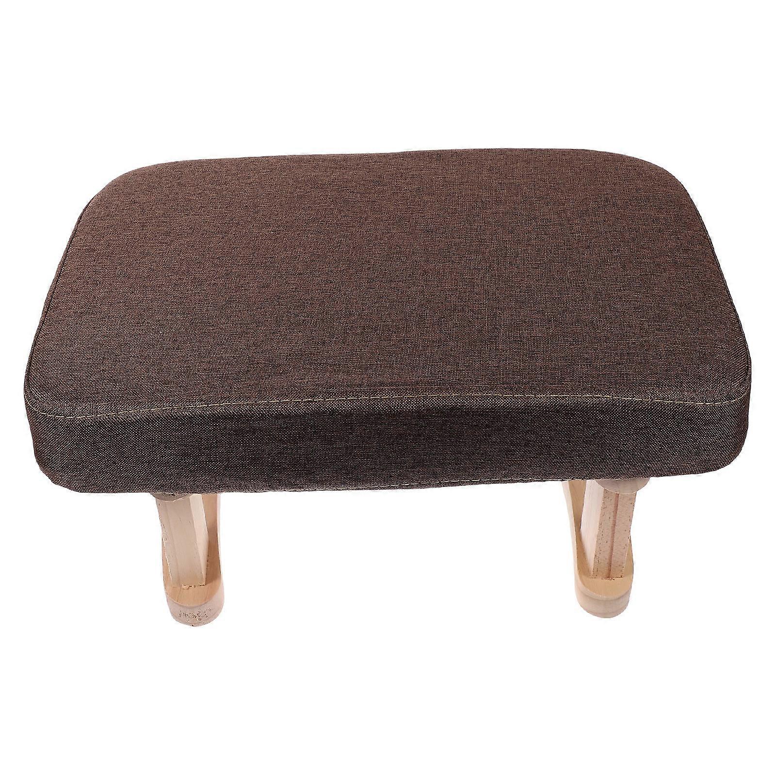 Light Brown Wood Rectangular Footstool for Bedroom with Stable Legs 1 Piece