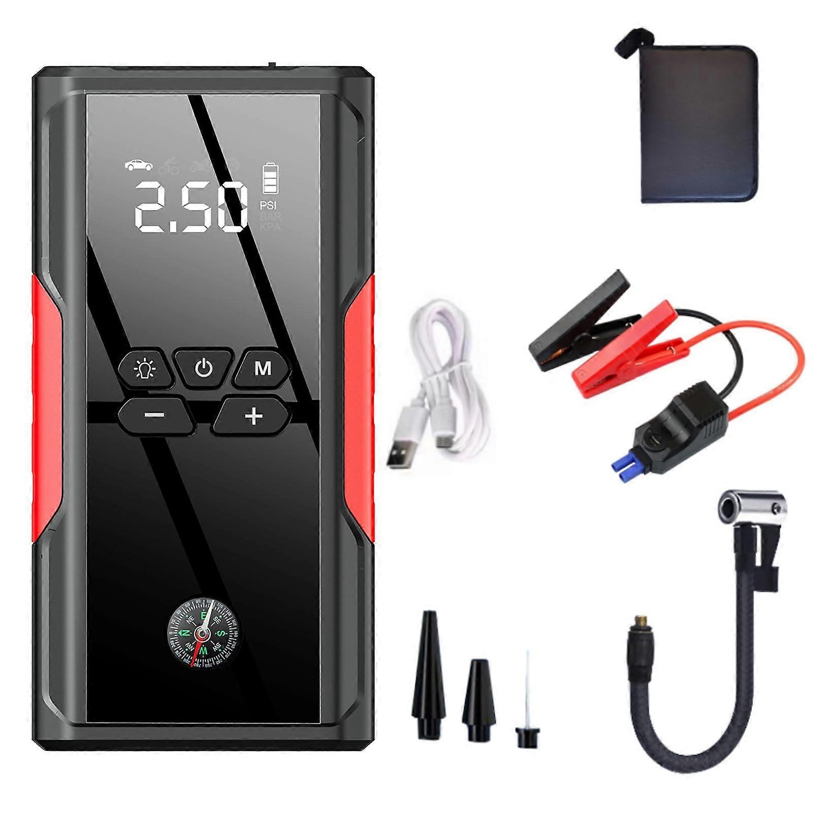 Portable Jump Starter with Air Compressor, Cordless Tire Inflator for Car, Bike and Sports Balls