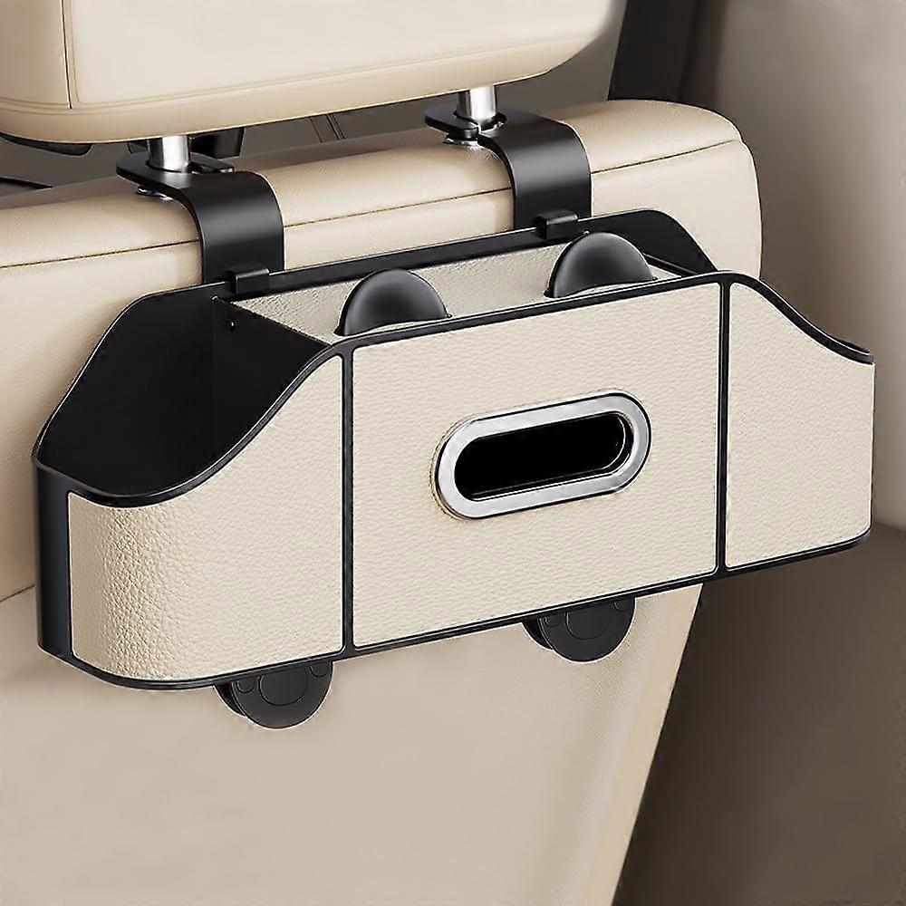 Car Backseat Organizer for Honda Civic 20162021 with Cup Holders, Tissue Box and Hooks, Beige