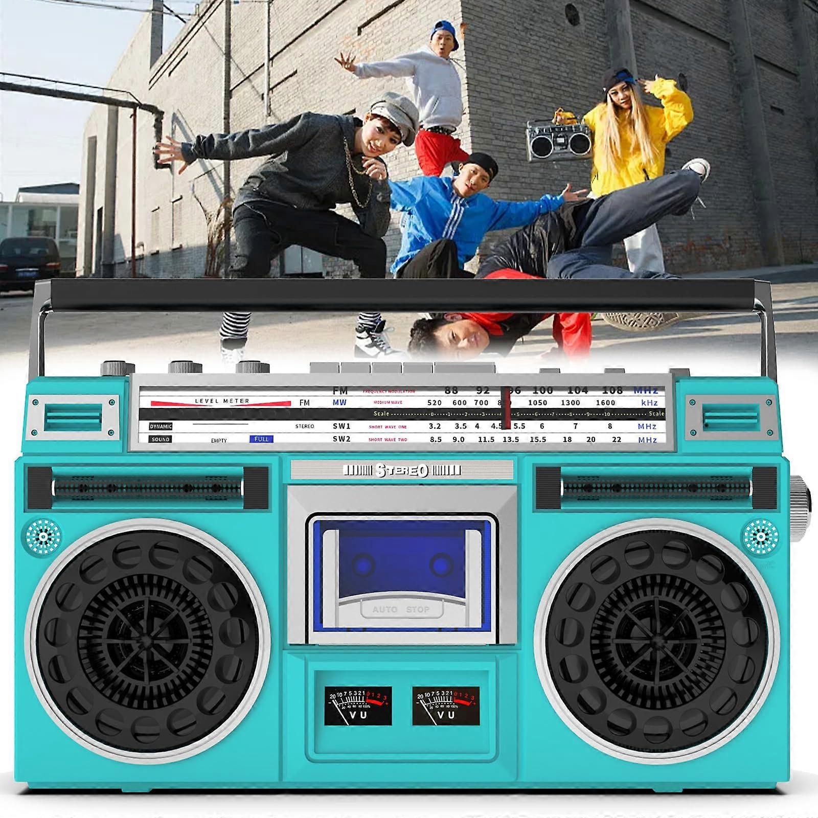 Retro CD Player Boombox Portable Cassette With Earphone Jack Large Speaker AM/FM SW1 SW2 Radio SD/USB Input Cassette Recorder