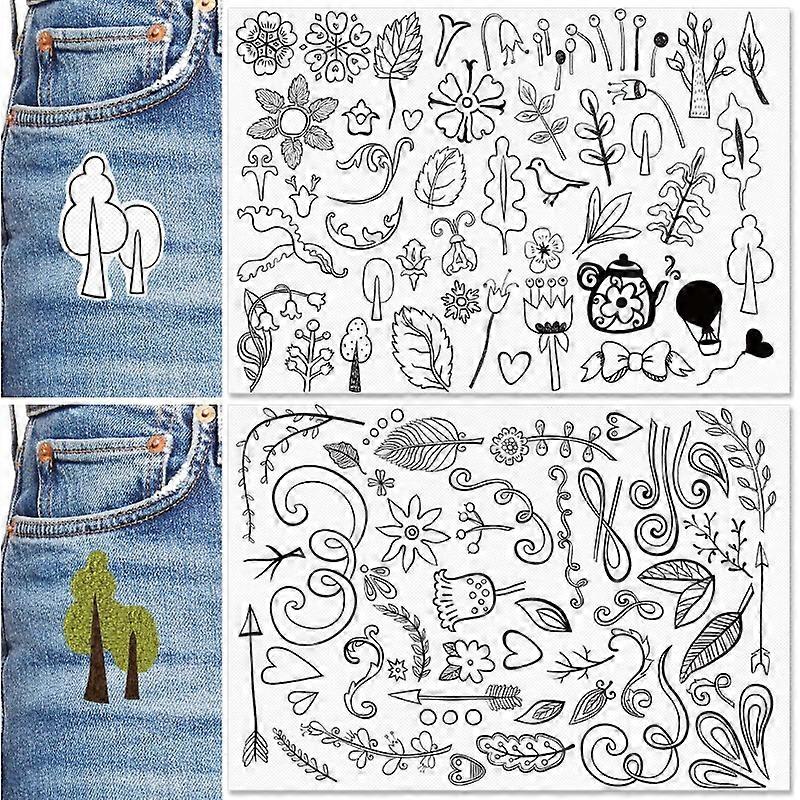2025 New Handmade Creative 2PC Floral Print Water-Soluble Underlay Embroidery Patterns for DIY Craft and Sewing Projects