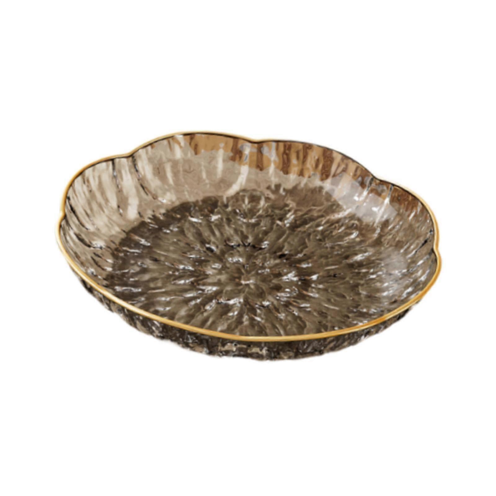 Transparent Dessert Plate with Gold Rim, Elegant Clear Serving Platter for Parties and Cakes