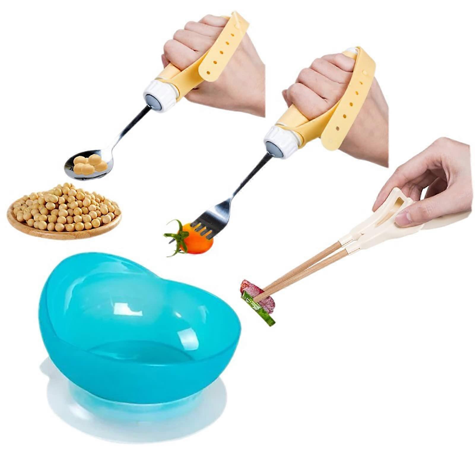 Adaptive Utensils Fork with Wide NonSlip Grip and Adjustable Strap for Arthritis and Parkinson's