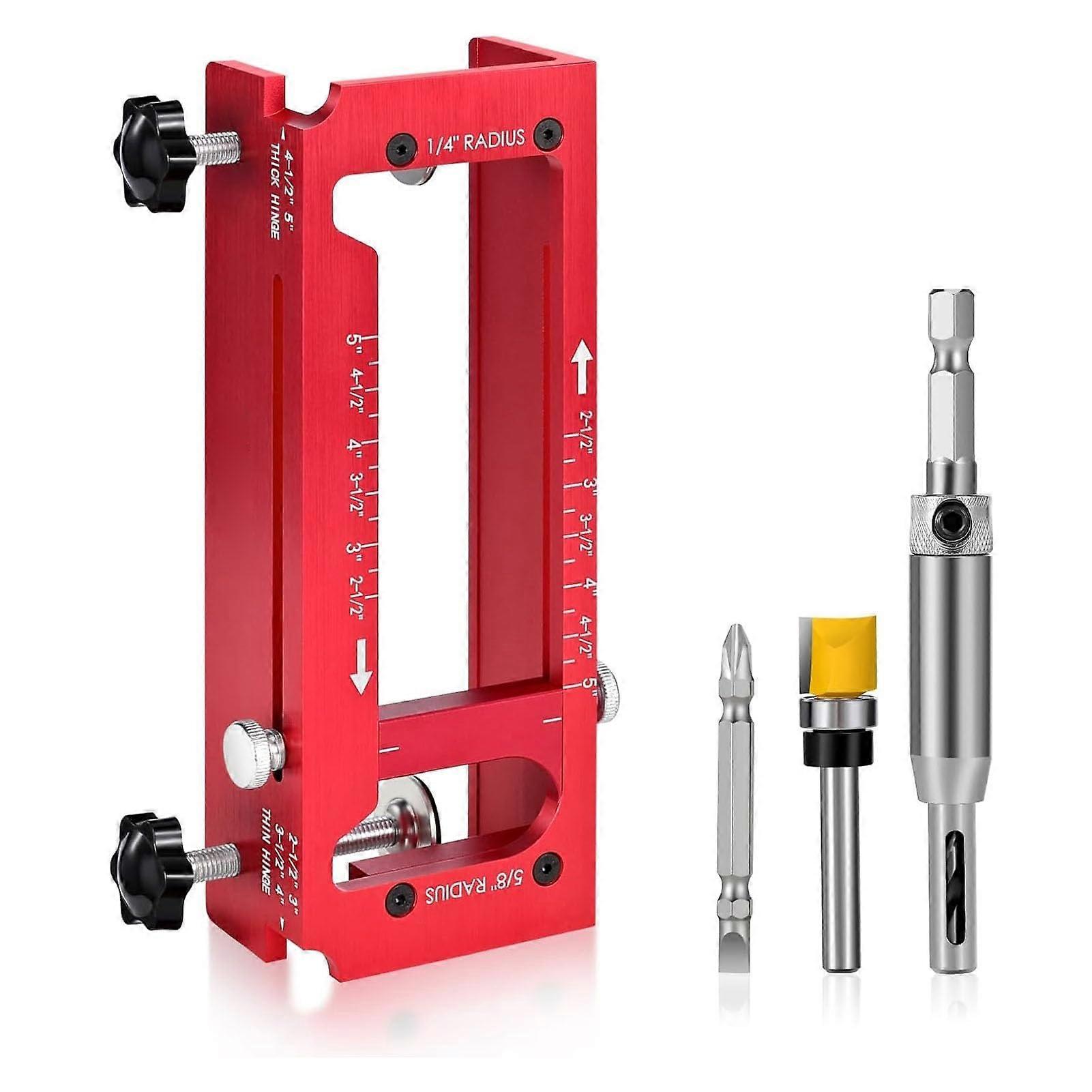 Adjustable Aluminum Door Hinge Jig with Router Template, Precision Mortise Alignment for 2.55in